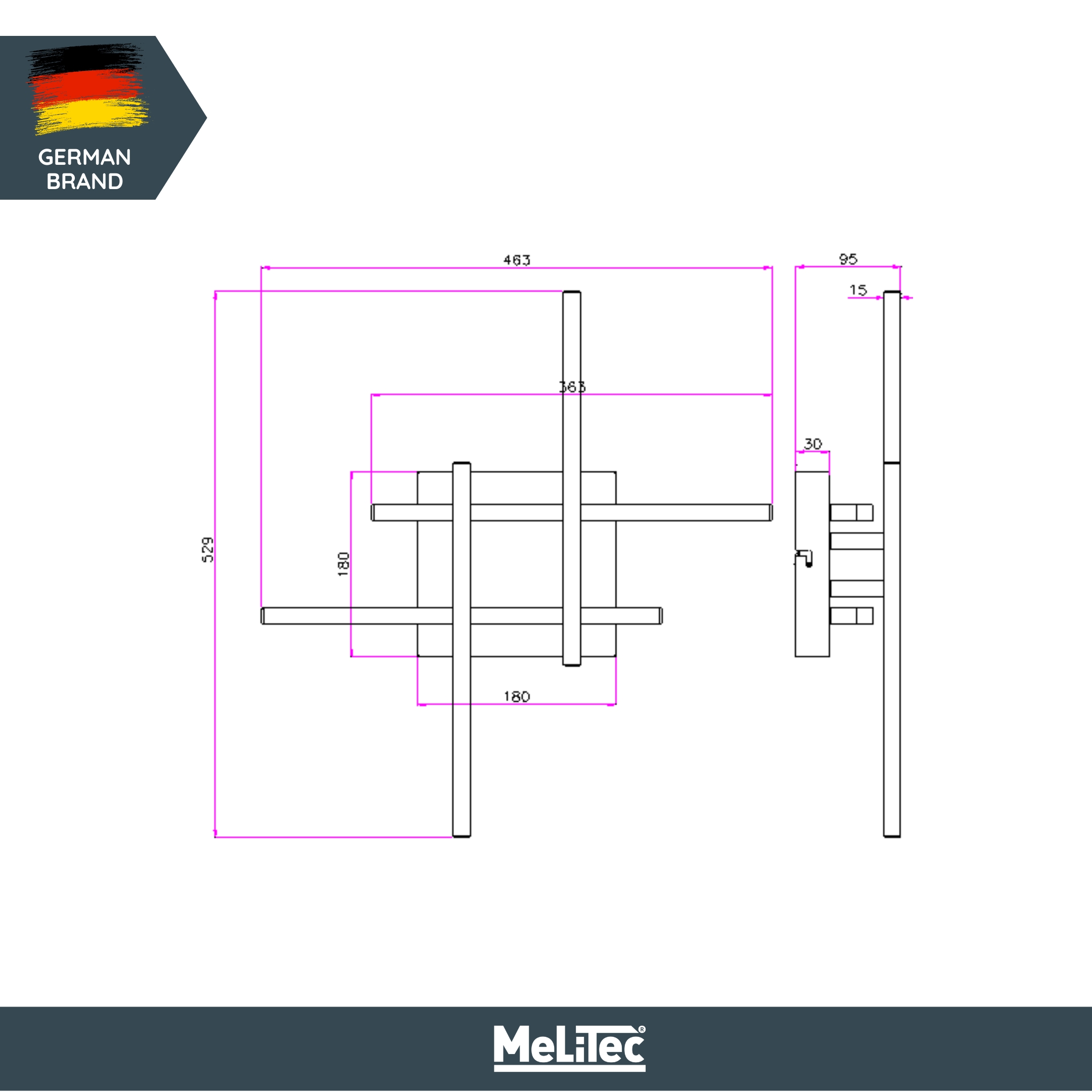 LED Deckenleuchte D121 | 4 schwenkbare Arme | nickel-matt | warmweiß 3000K | MeLiTec