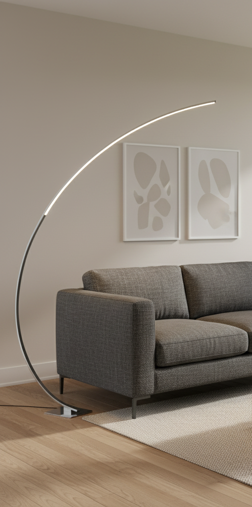 MeLiTec LED Stehleuchte ST26-1, mit integriertem Dimmer, nickel matt Lampe, Couch, Mobiliar, Stehlampe,