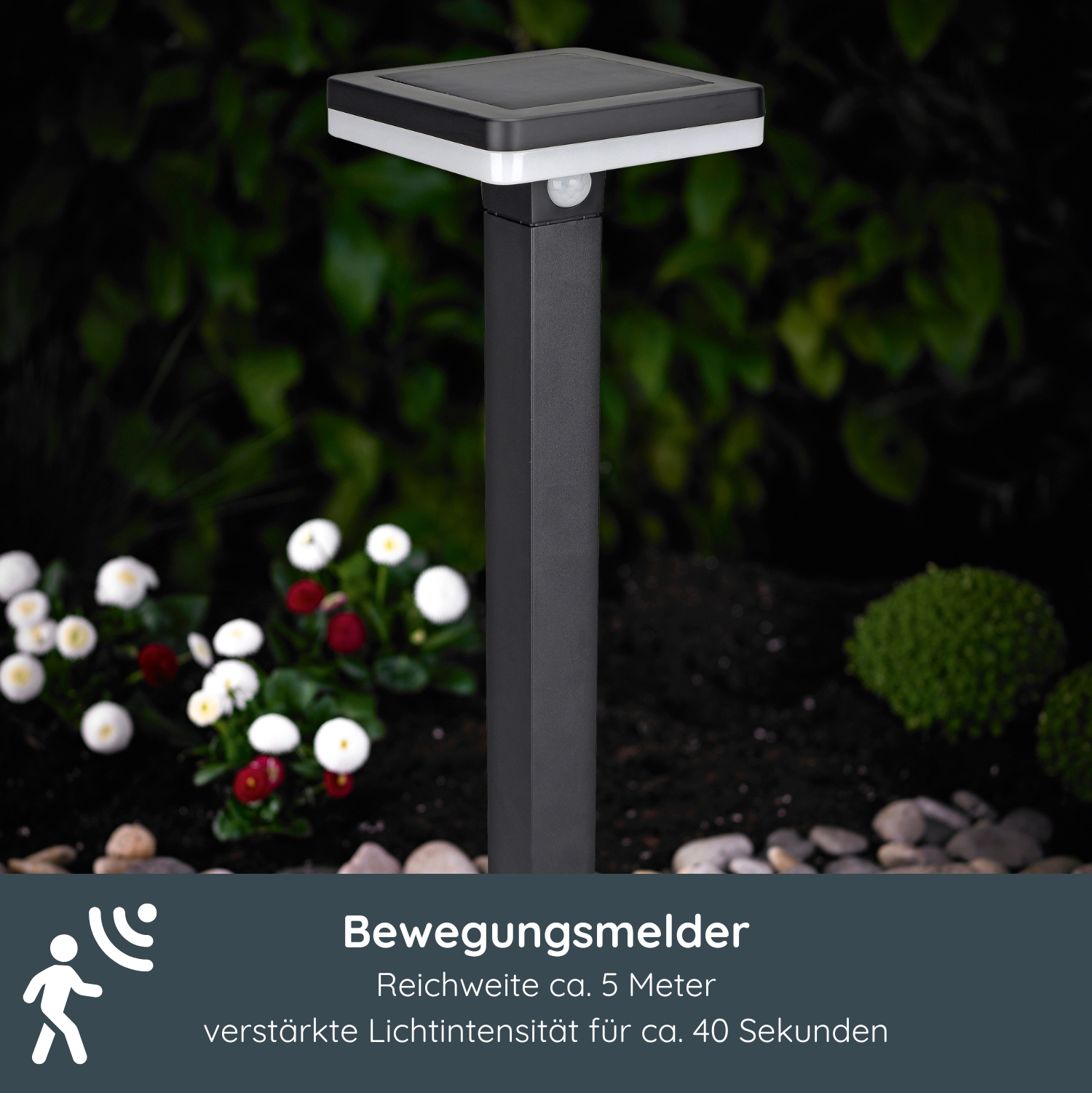 MeLiTec Solar Gartenleuchte SO48-1 Bewegungsmelder schwarz