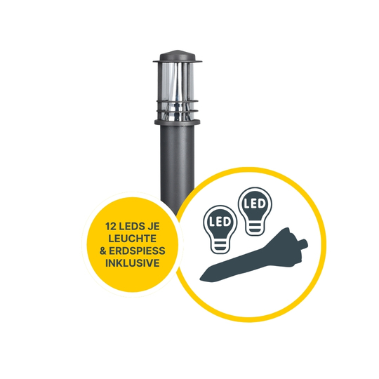 MeLiTec 2er Set LED Gartenleuchten GL13 rund, anthrazit