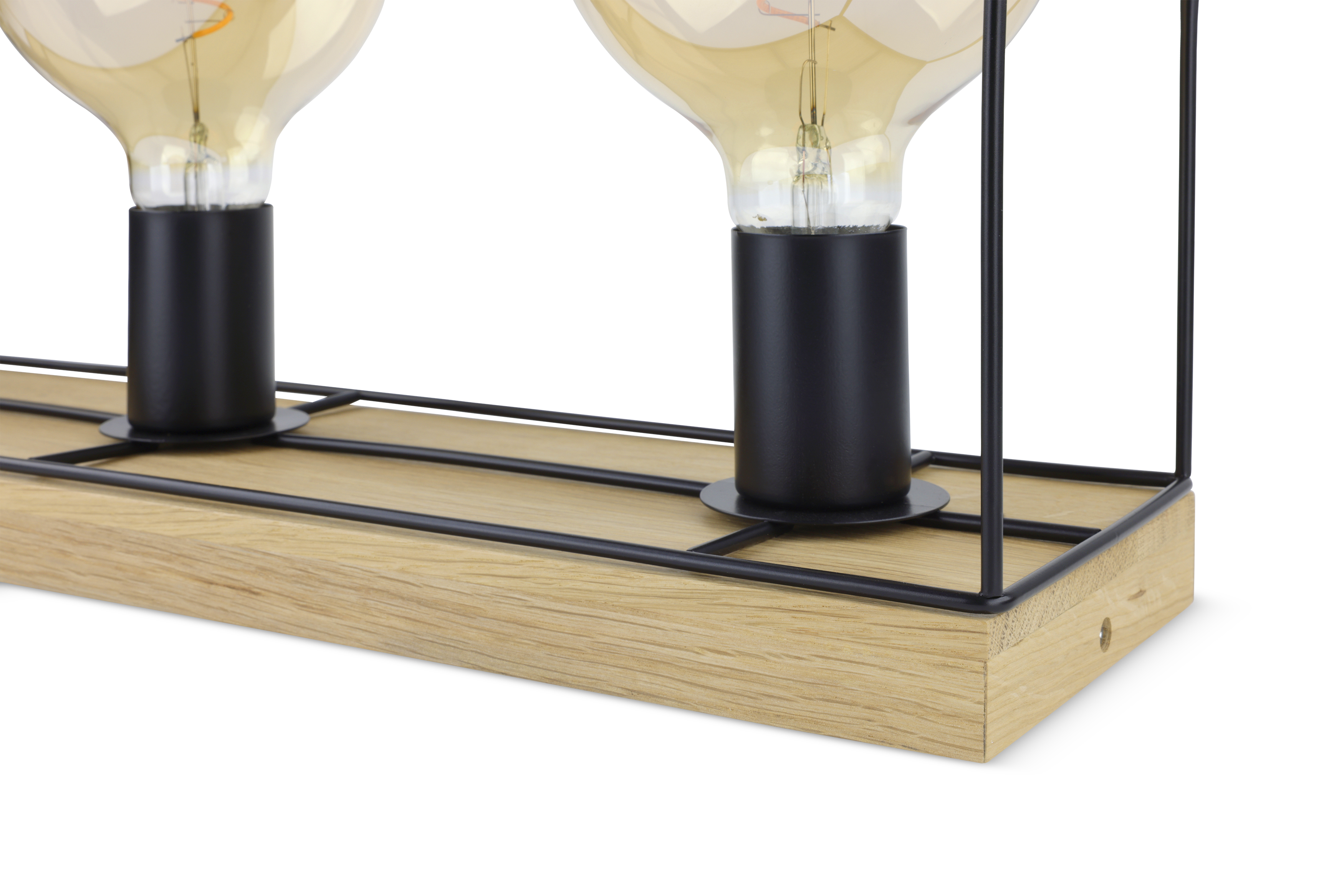 MeLiTec Deckenleuchte Gretter D130 Eiche geölt, schwarz, Deckenlampe im Industrial Design, Echtholz aus der EU Licht, Lampe,