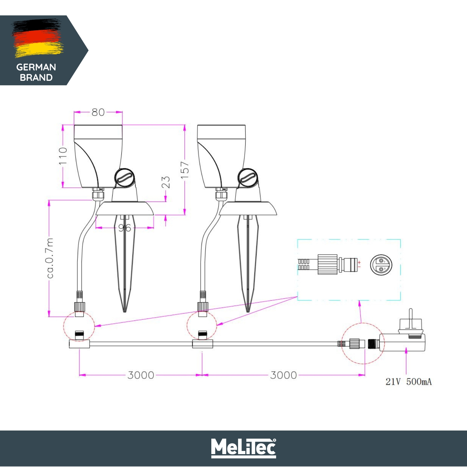 MeLiTec LED-Gartenstrahler im 2er-Set, Smart Home Gartenlampe, RGB, Steuerung per App oder Fernbedienung, anthrazit, GL24