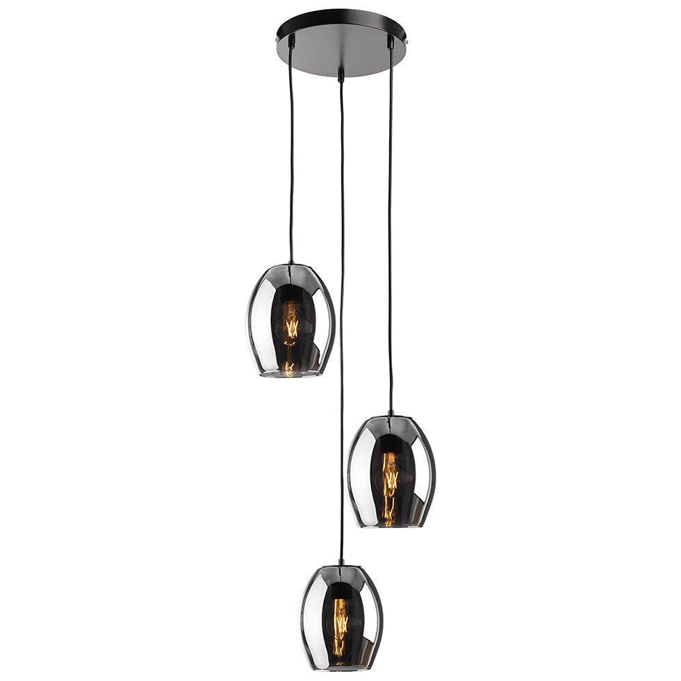 Pendelleuchte Glas DP29 3flammig Rauchglas B-Ware