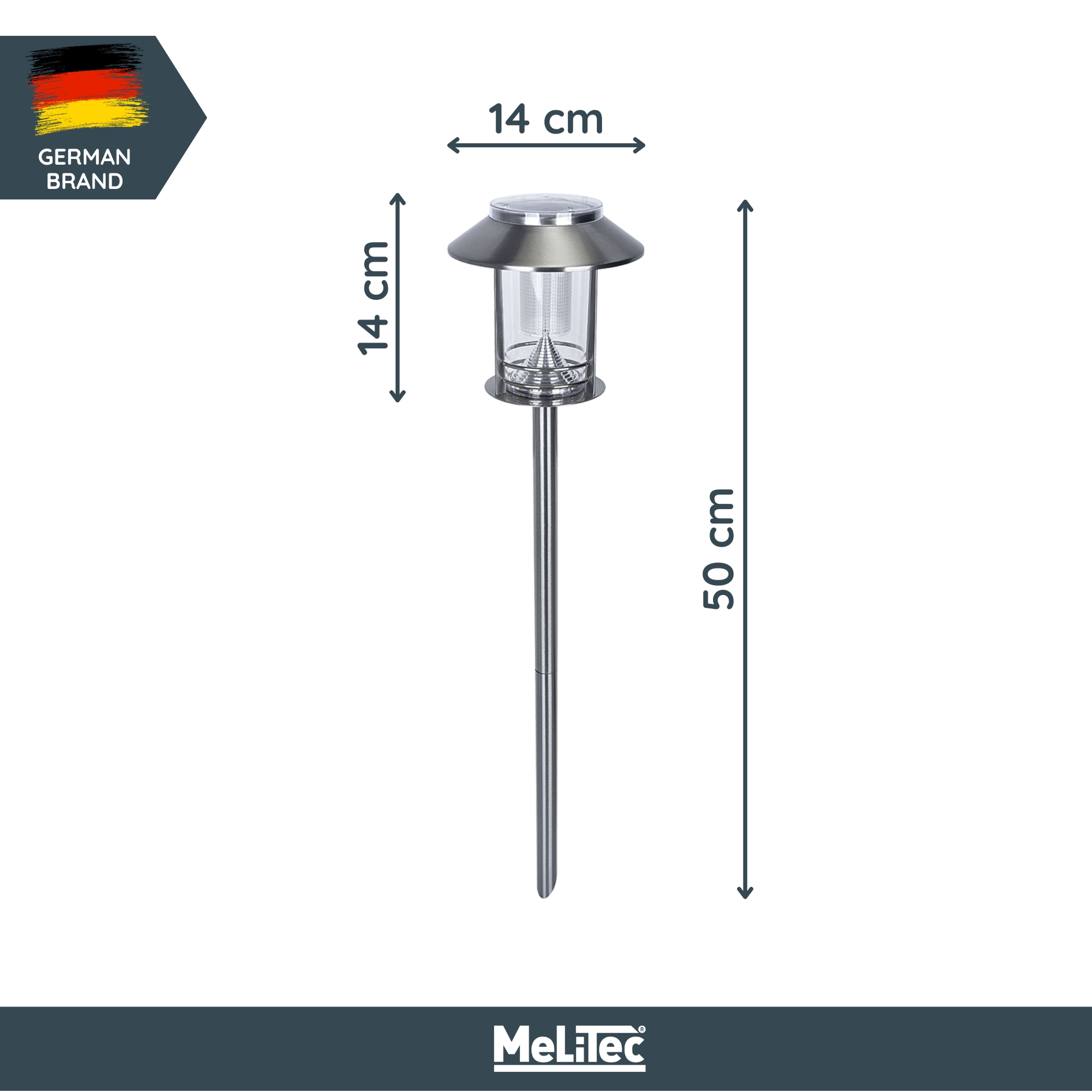 MeLiTec Solar-Gartenlampe, Outdoor-Solarleuchte SO26 Solarleuchte, Gartenlicht, Standleuchte, Metall, 13-50 cm höhe,