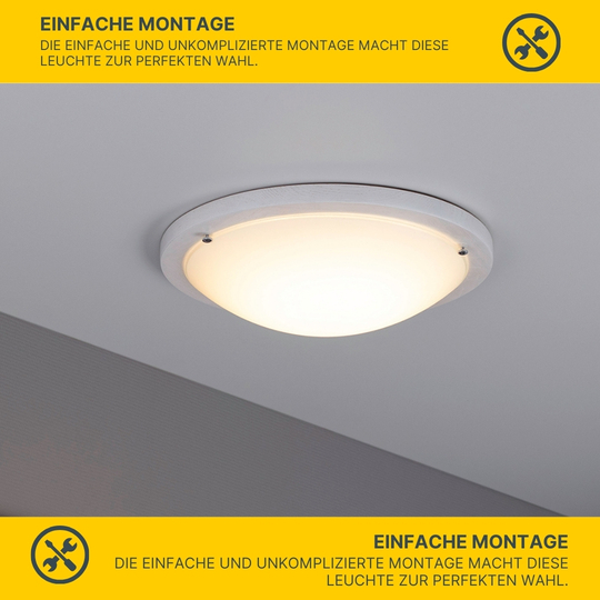 MeLiTec LED Holz Deckenleuchte D95 Eiche weiß