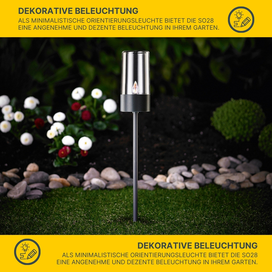 MeLiTec Solar Gartenfackel SO28-1 Edelstahl Anthrazit