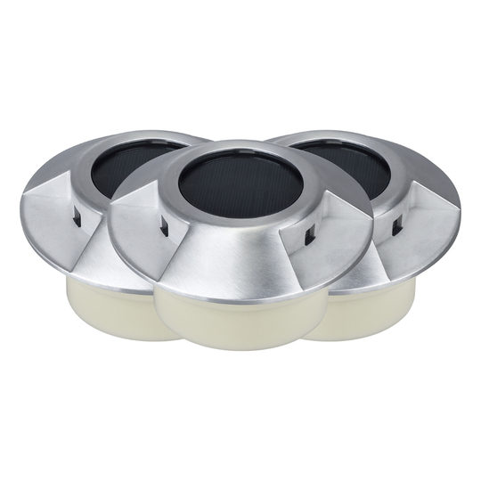 MeLiTec 3 Stück Solar Bodeneinbauleuchte SEL08 Silber, rund MeLiTec 3 Stück Solar Bodeneinbauleuchte SEL08 Silber, rund