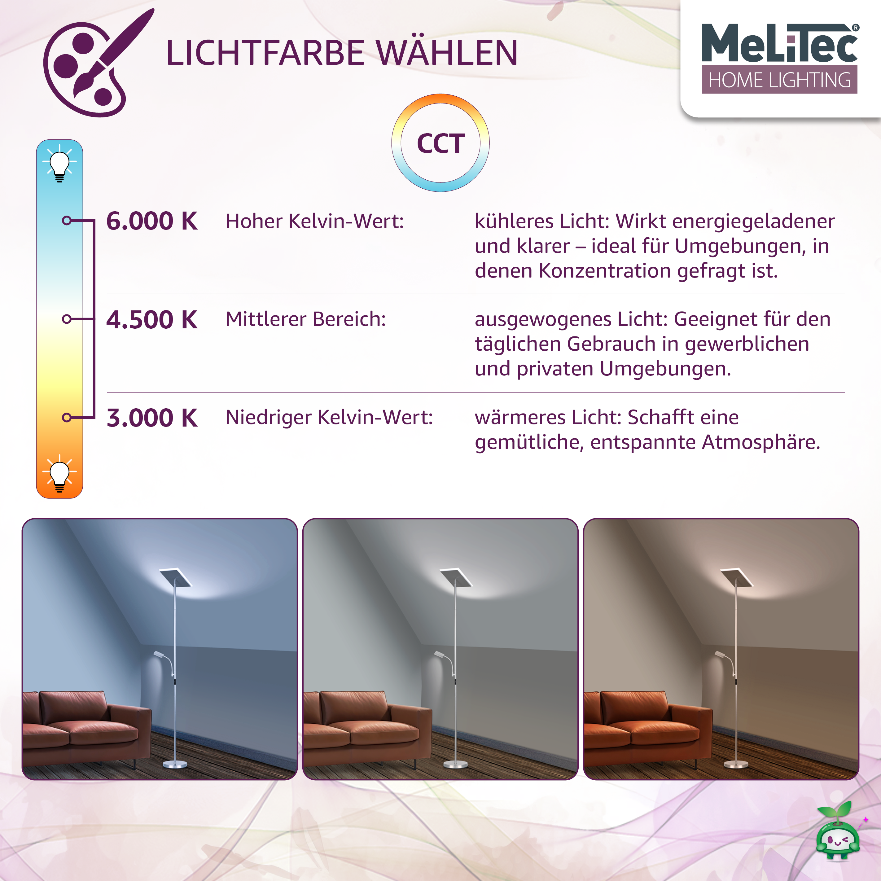 Deckenfluter mit Leseleuchte, Titan, Eckig, ST59, MeLiTec Werbung, Plakat, Couch, Mobiliar, Wohnzimmer,