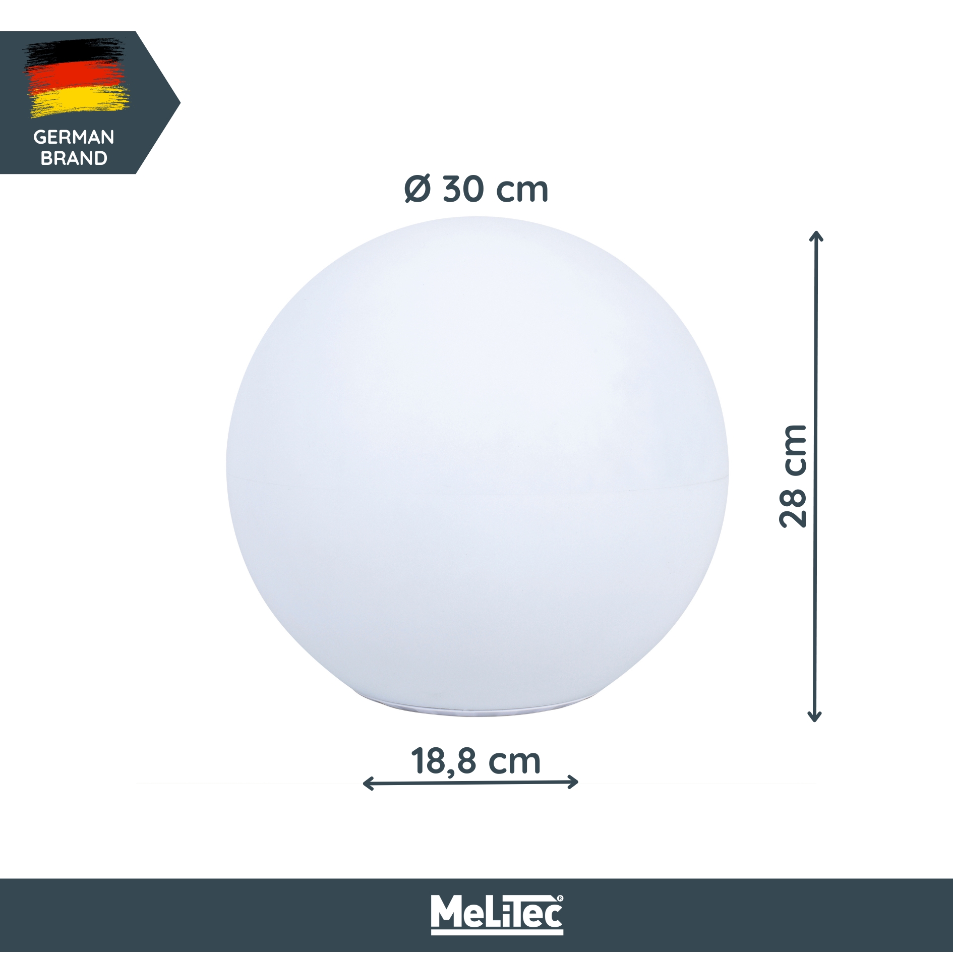 MeLiTec Solarleuchte - mehrfarbige Bodenbeleuchtung für Garten, Balkon & Terrasse - Solar-Bodenleuchte mit Farbwechsel - bis 8h Leuchtdauer - 30 cm - inkl. Akku - Kunststoff - Kugel - LK13-6 Kugel, Lampe, Globus, Weiß, MeLiTec, Licht, Sphäre, Ballon,