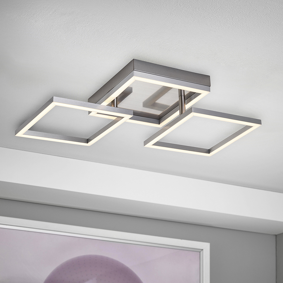MeLiTec LED Deckenleuchte D119, LED Arme schwenkbar, nickel-matt