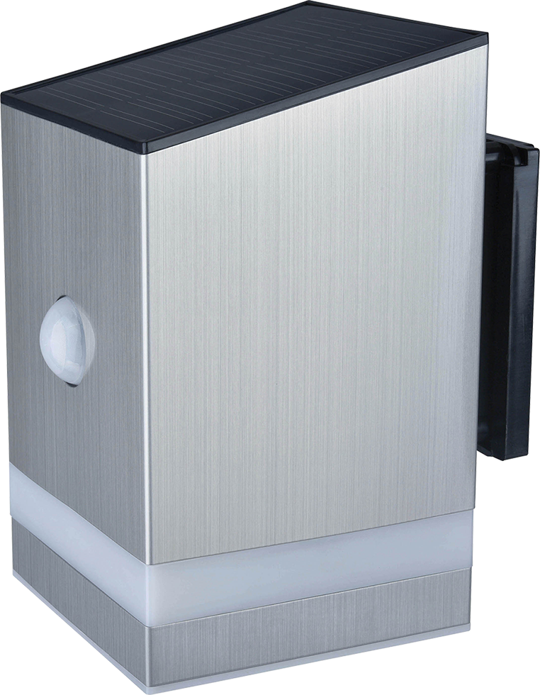 MeLiTec Solar LED Wandleuchte SO23-1 mit Bewegungsmelder, Edelstahl, silber
