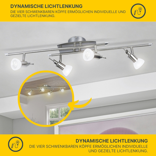 MeLiTec LED Deckenleuchte D81-1, schwenkbare Köpfe, nickel-matt MeLiTec LED Deckenleuchte D81-1, schwenkbare Köpfe, nickel-matt