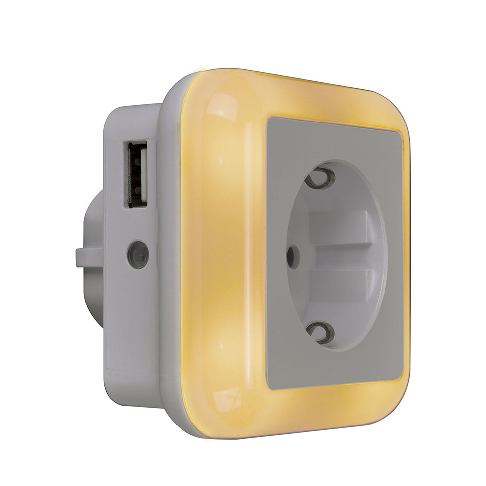 MeLiTec LED Nachtlicht N22 Steckdose USB Dämmerungssensor