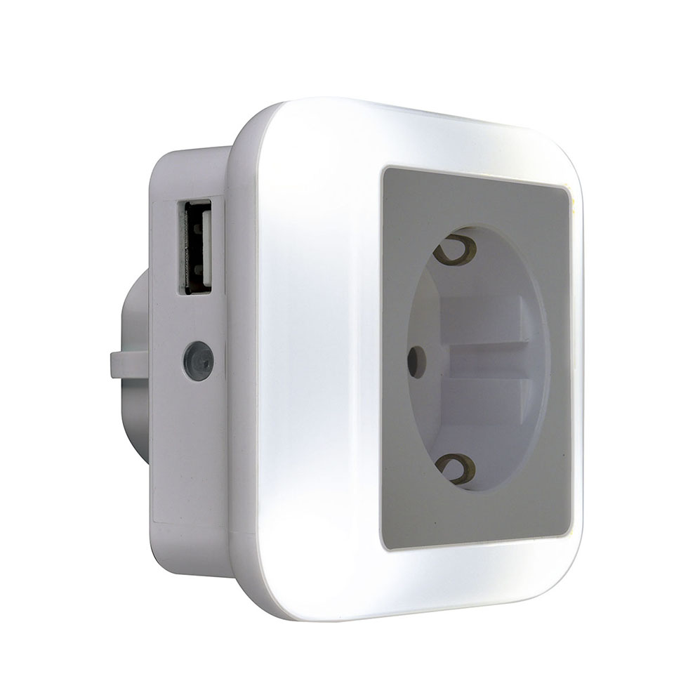 MeLiTec LED Nachtlicht N22 Steckdose USB Dämmerungssensor