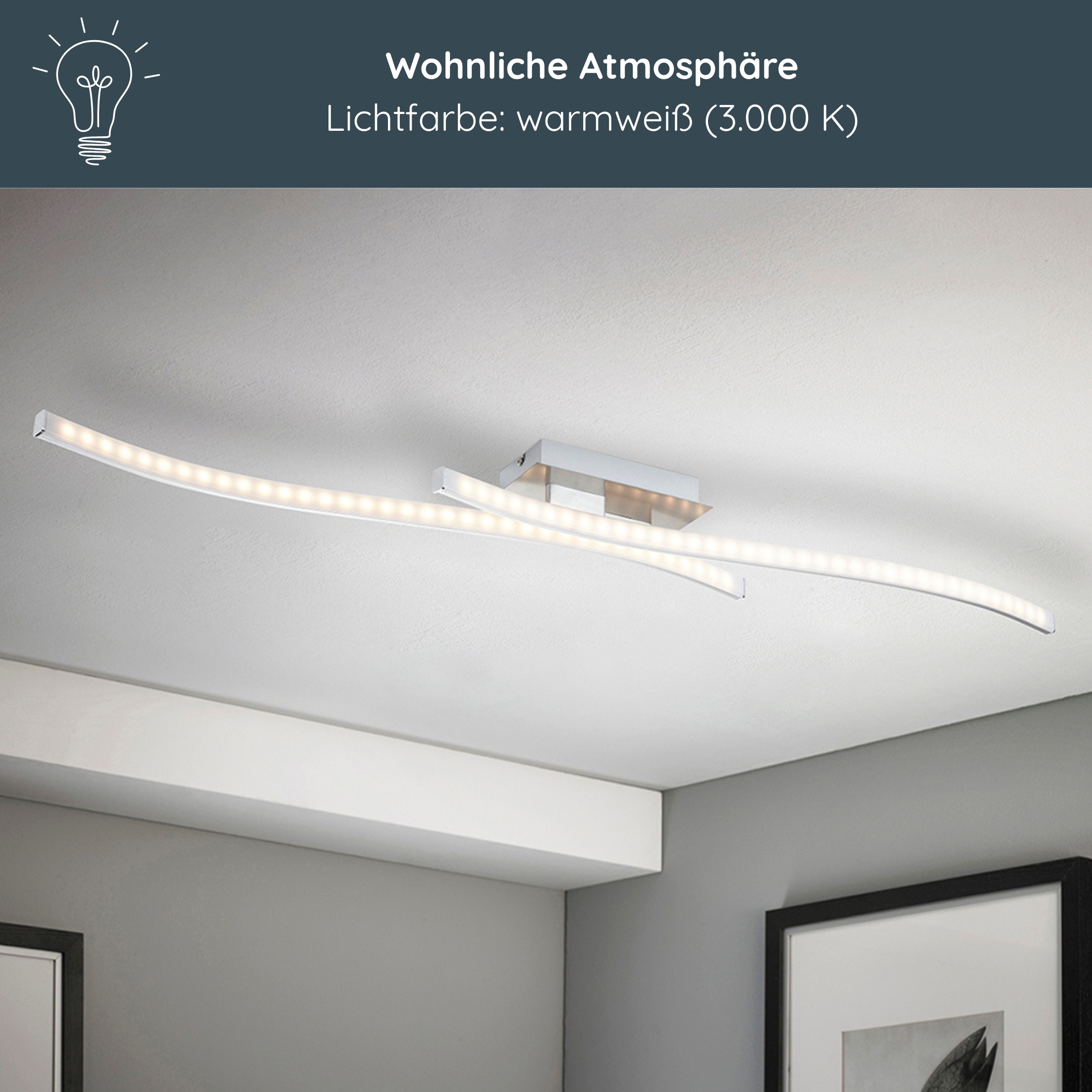 MeLiTec LED Deckenleuchte, nickel matt Deckenleuchte,