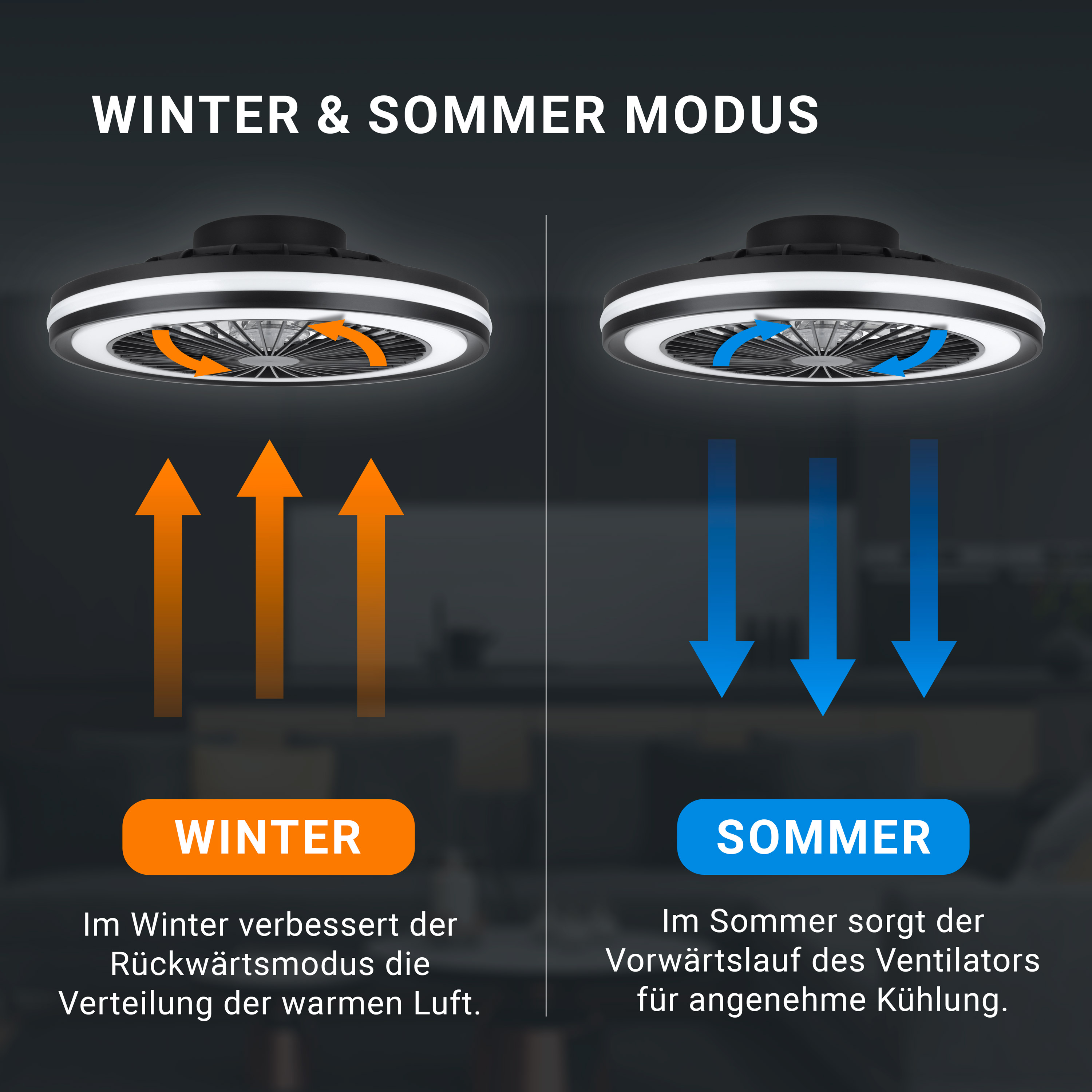 MeLiTec Deckenleuchte mit Ventilator, Deckenlampe mit Ventilator, dimmbar, RGB-Lauflicht, natürlicher Wind, Timer und Nachtlicht, Fernbedienung, schwarz, DV06