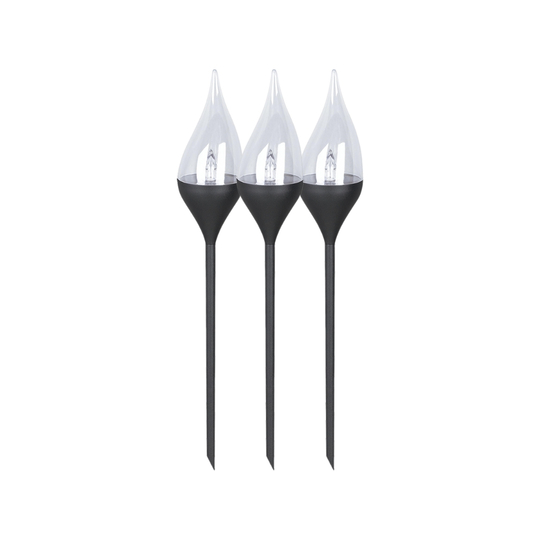 MeLiTec 3er Set Solar Fackeln SO38-1 Flackereffekt Anthrazit