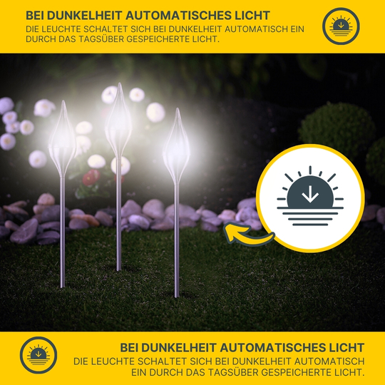 MeLiTec 3er Set Solarfackel SO38 Flackereffekt Edelstahl