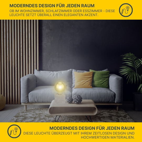 MeLiTec Sockel Tischleuchte Würfel mit Leuchtmittel, Beton