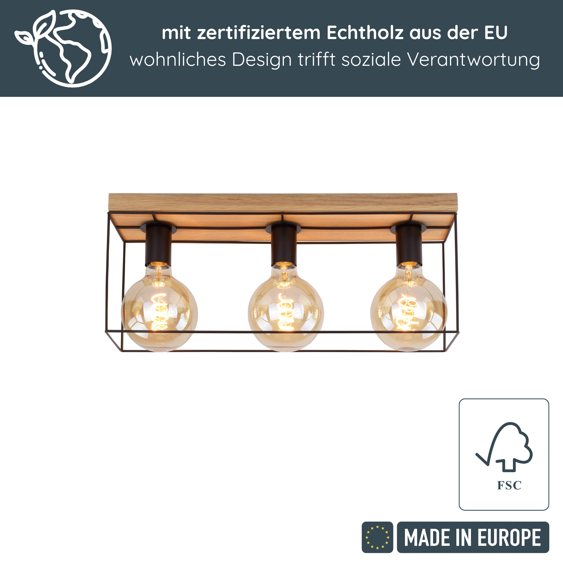 Holz Deckenleuchte Gretter D130 B-Ware Beleuchtung, Leuchte,