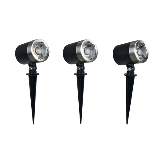 MeLiTec 3er Set LED Gartenstrahler GL12 Spots, silber/ schwarz Beleuchtung,