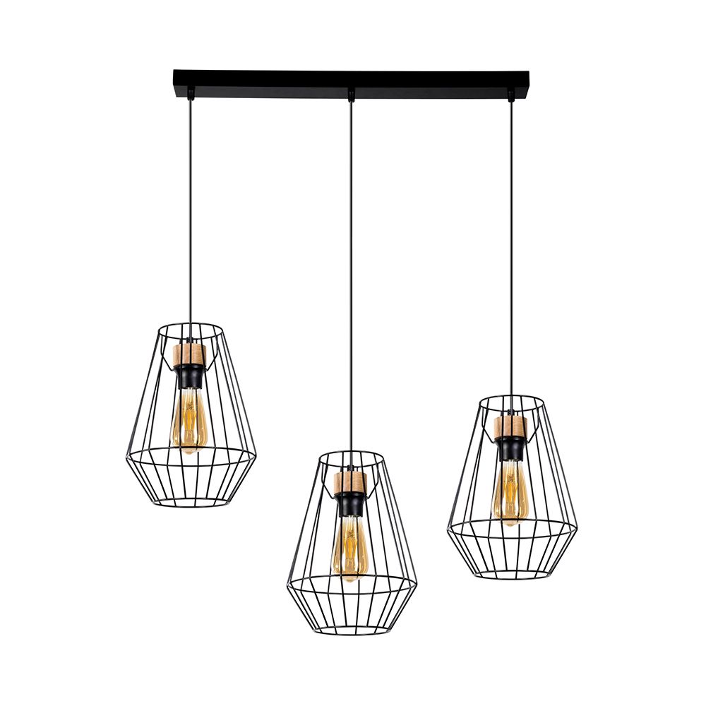 SPOT Light Endorfina Pendelleuchte E27 Max.60W Schwarz/Eiche Geölt/Schwarz PVC