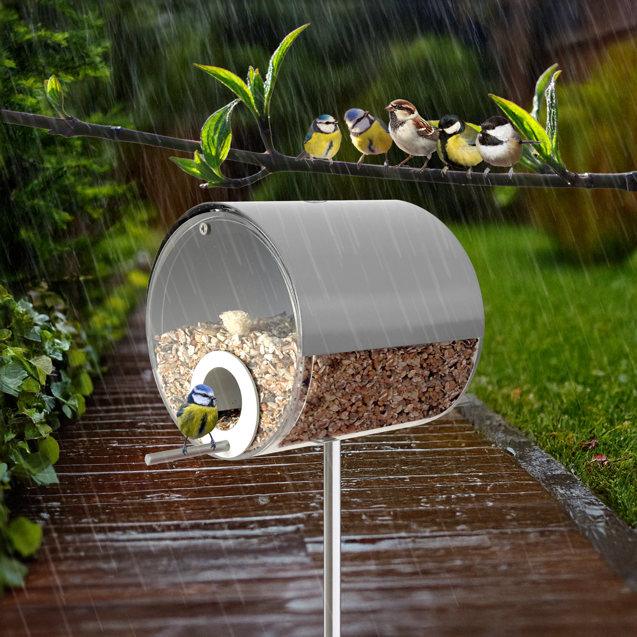 MeLiTec Vogelfutterstation mit Ständer, Vogelhaus VH10, Futterstation Edelstahl matt gebürstet, stehend, 150 cm Höhe, rund Ø14 cm, silber-matt MeLiTec Vogelfutterstation mit Ständer, Vogelhaus VH10, Futterstation Edelstahl matt gebürstet, stehend, 150 cm Höhe, rund Ø14 cm, silber-matt