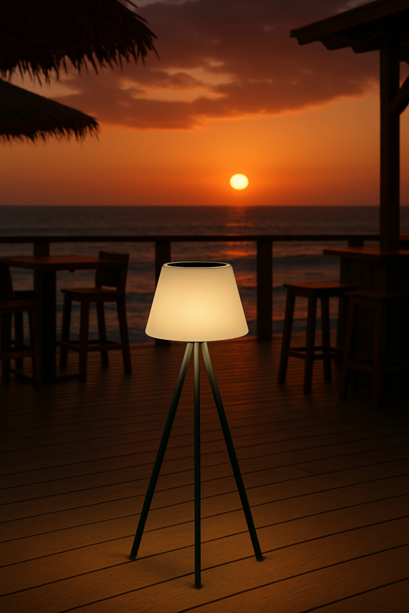 Lampe, Draußen, Himmel, Stuhl, Holz,