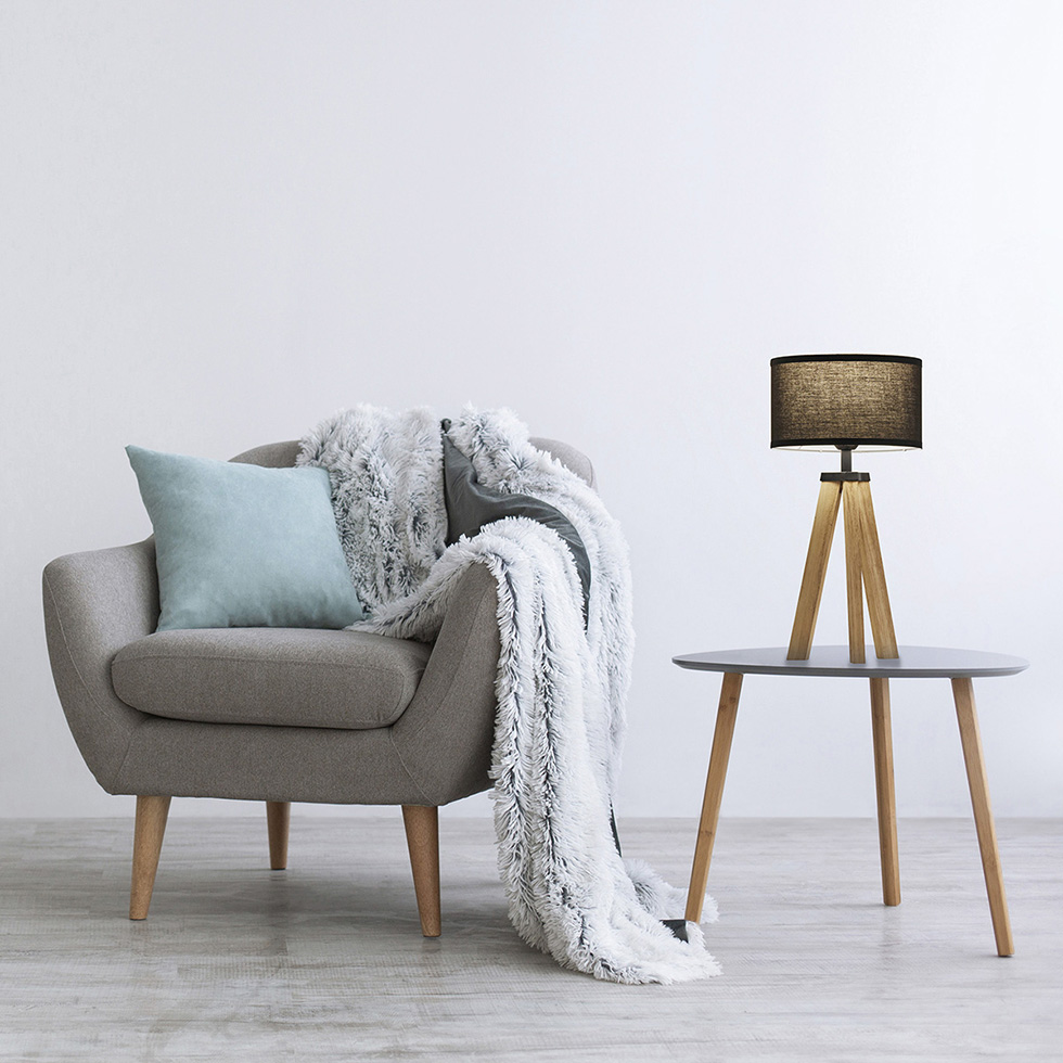 MeLiTec LED Holz Tischleuchte skandinavisch T169-1, Schirm schwarz MeLiTec LED Holz Tischleuchte skandinavisch T169-1, Schirm schwarz