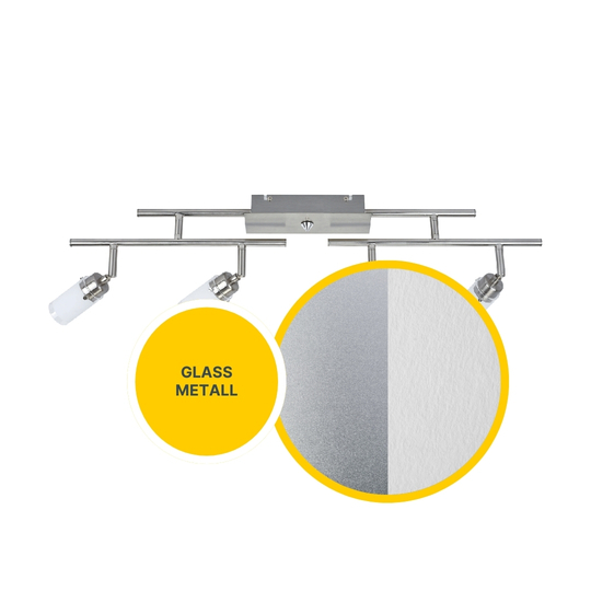 LED Deckenleuchte D122 | 4x LED Spots schwenkbar | nickel-matt | Glas weiß | warmweiß 3000K | MeLiTec