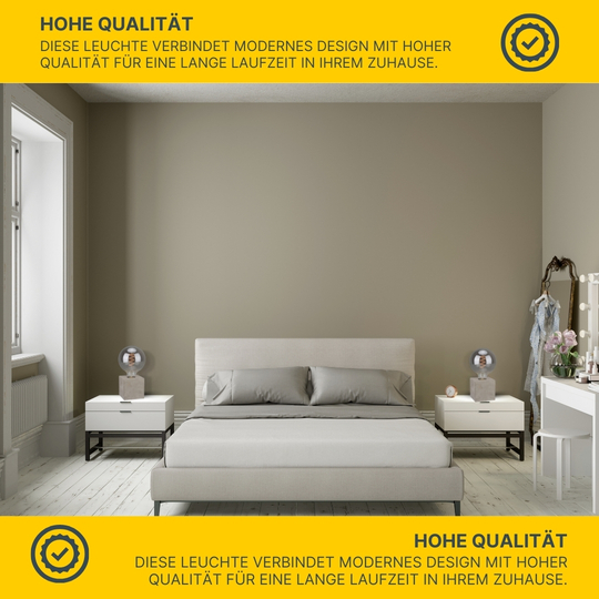 MeLiTec Sockel Tischleuchte Würfel mit Leuchtmittel, Beton