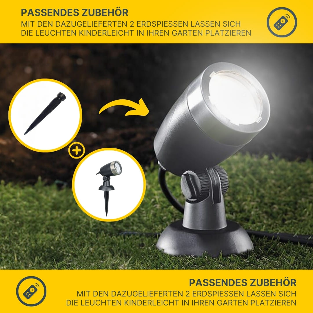 MeLiTec 2er Set LED Gartenstrahler GL11-1 Edelstahl anthrazit MeLiTec 2er Set LED Gartenstrahler GL11-1 Edelstahl anthrazit