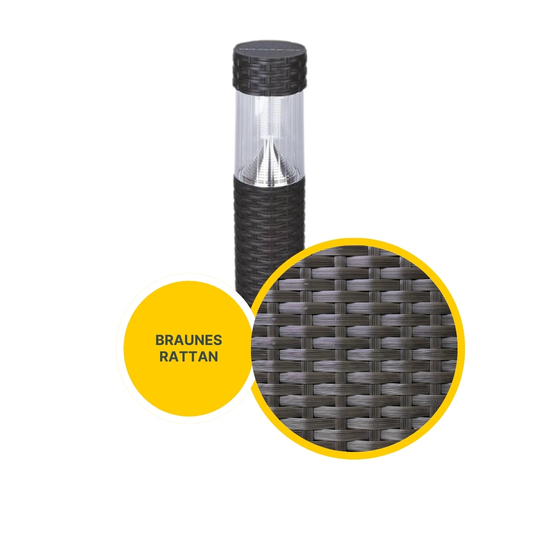 MeLiTec Solar Gartenleuchte SO41 Säule mit Rattan, braun MeLiTec Solar Gartenleuchte SO41 Säule mit Rattan, braun