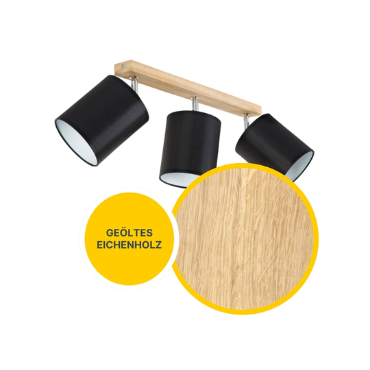 SPOT Light Atike Deckenleuchte E27 Max.25W Eiche Geölt/Schwarz SPOT Light Atike Deckenleuchte E27 Max.25W Eiche Geölt/Schwarz